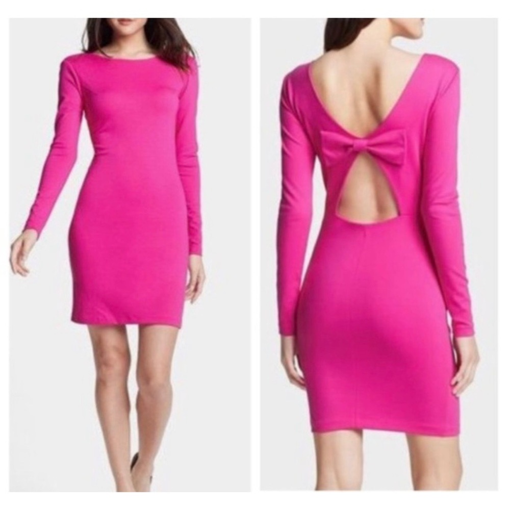 AMANDA UPRICHARD Hot Pink Cutout Back Bow Dress